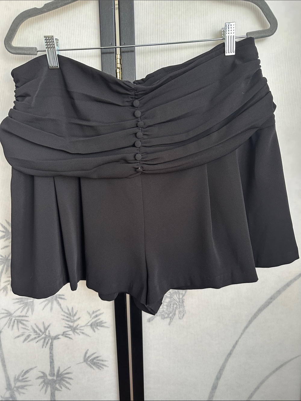 Zara Black High-Waist Ruched Button Front Shorts
